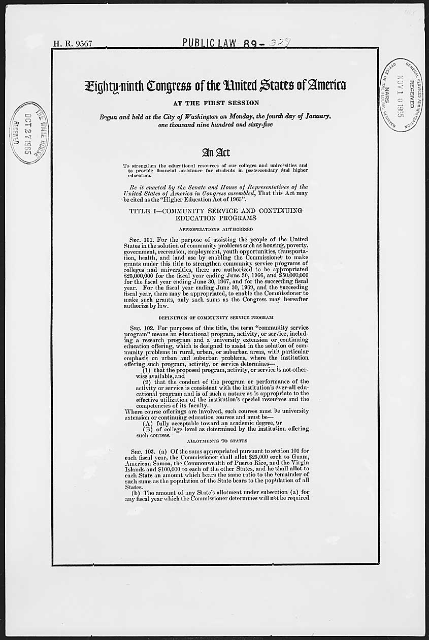 Higher Education Act Of 1965 Pg 1 Rediscovering Black History   Higher Education 1 